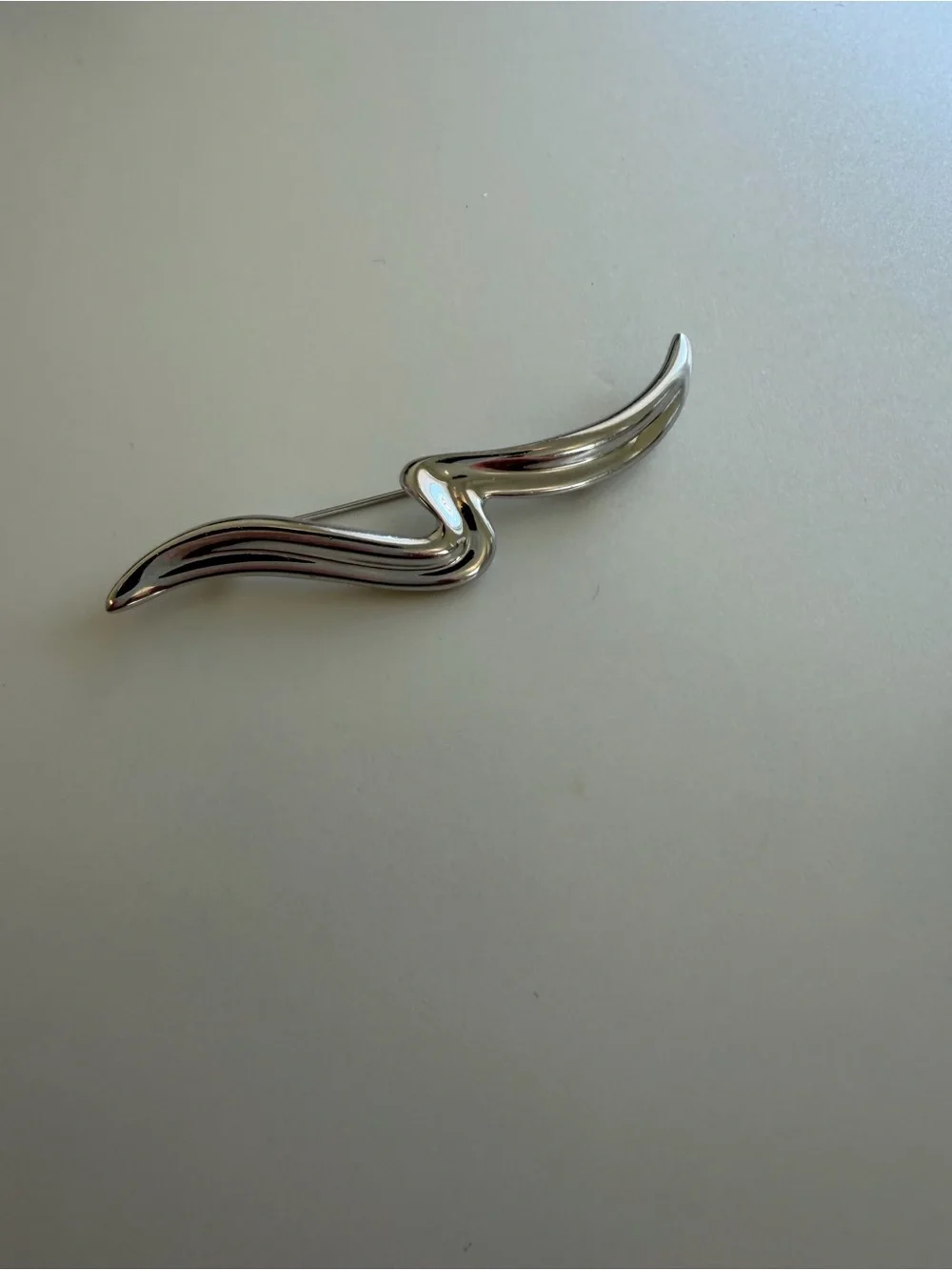 Vintage Signed Napier Silver Tone Swirl 3”Brooch Elegant